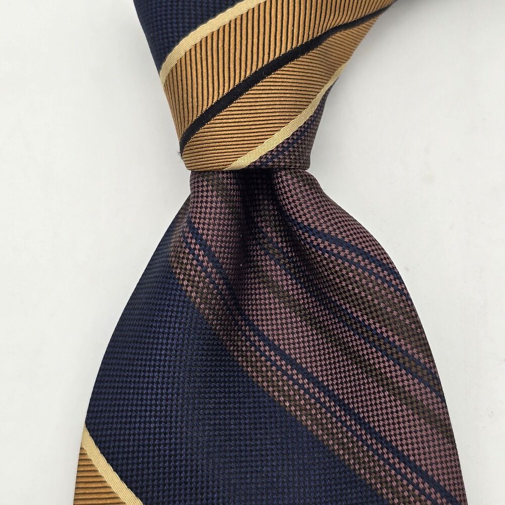 Bowler and Blake Professional Golfers Association PGA Silk Tie Brown Gold Blue